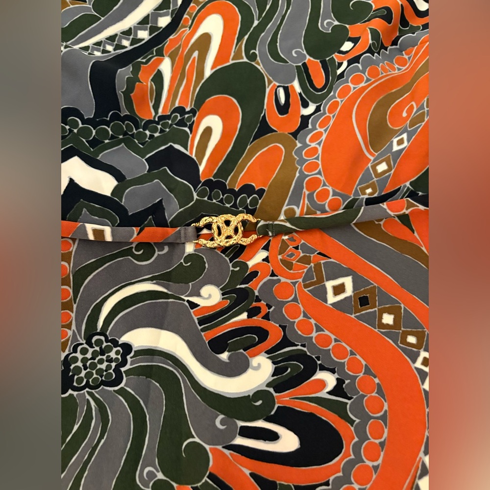 Long Sleeve Paisley Print by ZARA ,  A-Line Dress in Orange & Olive XL, So cozy - Picture 2 of 8